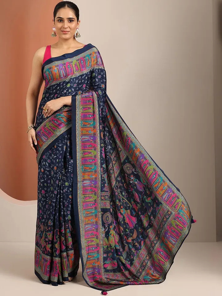 Ethnic Motifs Pure Crepe Designer Saree - Image 13