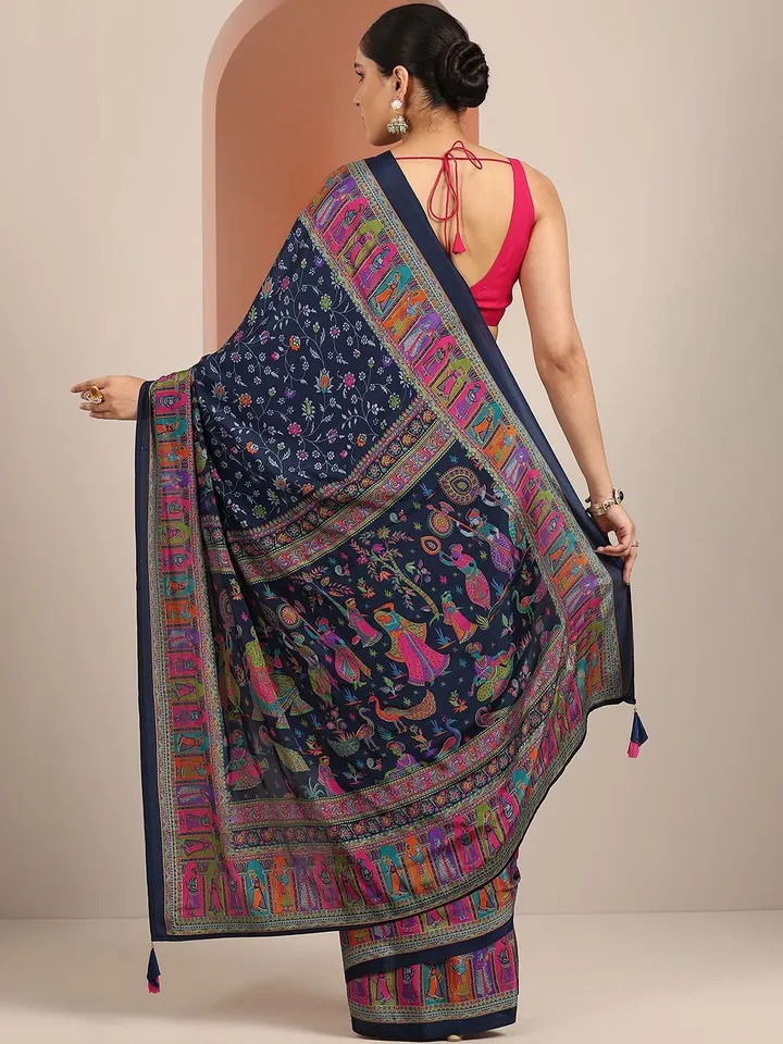 Ethnic Motifs Pure Crepe Designer Saree - Image 10