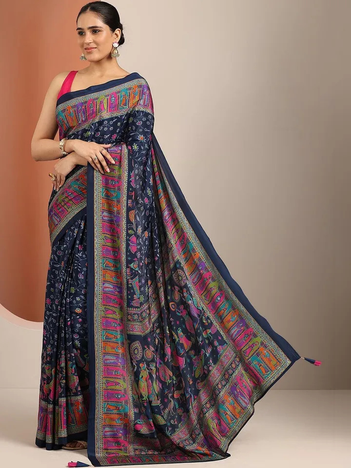Ethnic Motifs Pure Crepe Designer Saree - Image 12