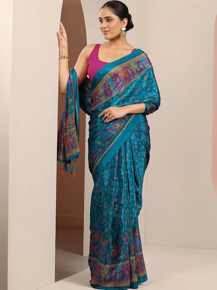 Ethnic Motifs Pure Crepe Designer Saree - Image 14
