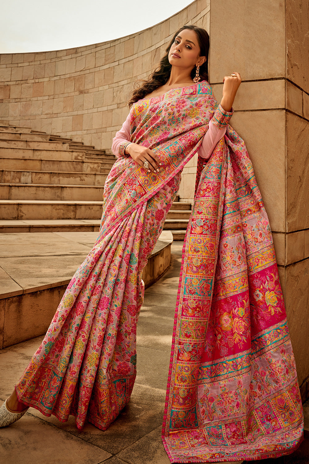 Kashmiri Handloom Woven Design Banarasi Saree - Image 2