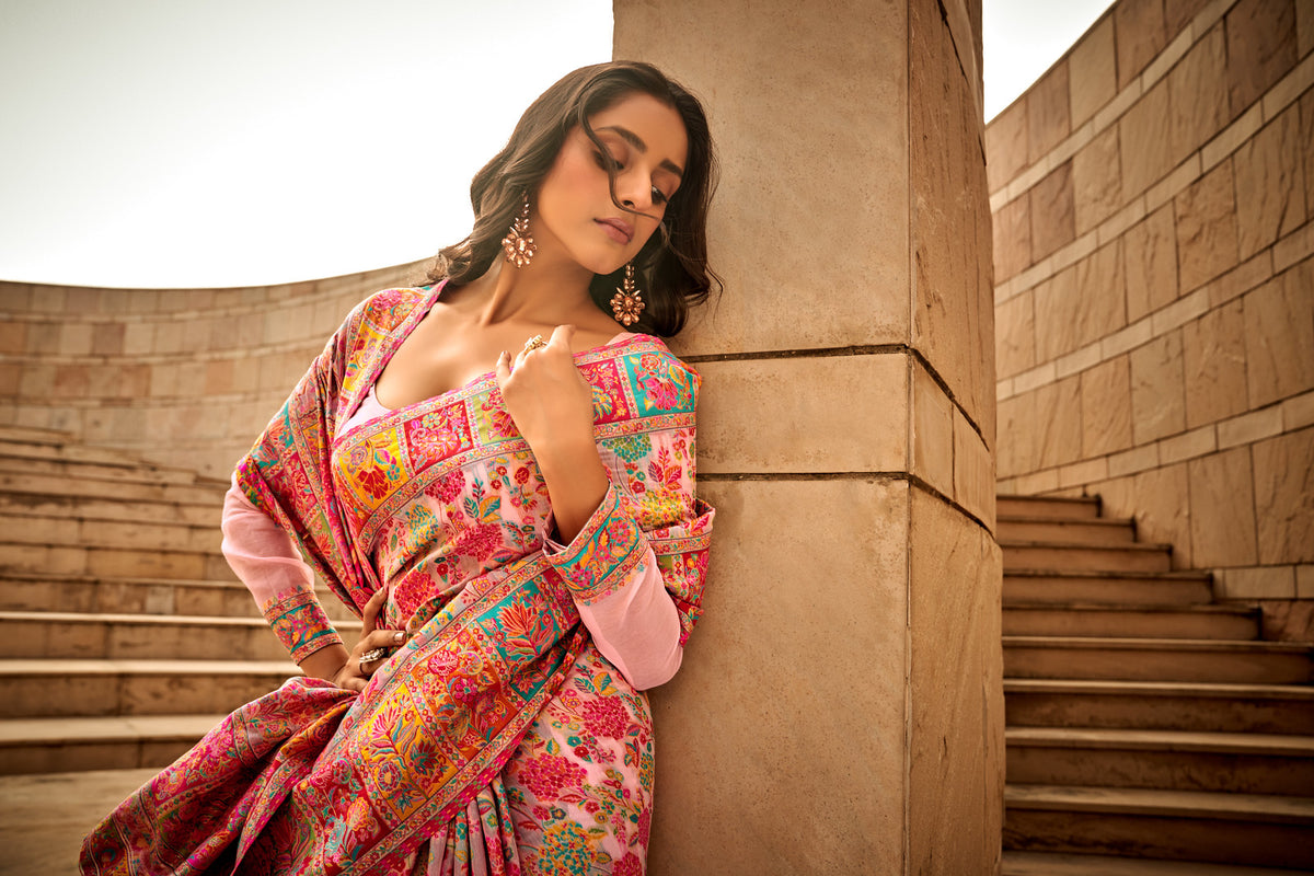 Kashmiri Handloom Woven Design Banarasi Saree - Image 4