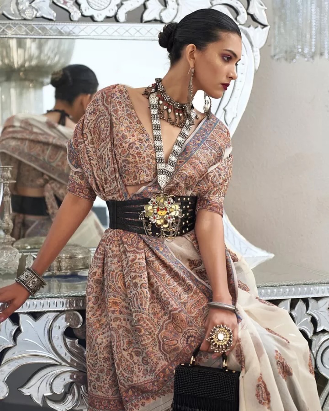 Handloom Woven Kashmiri Modal Silk Saree - Image 2