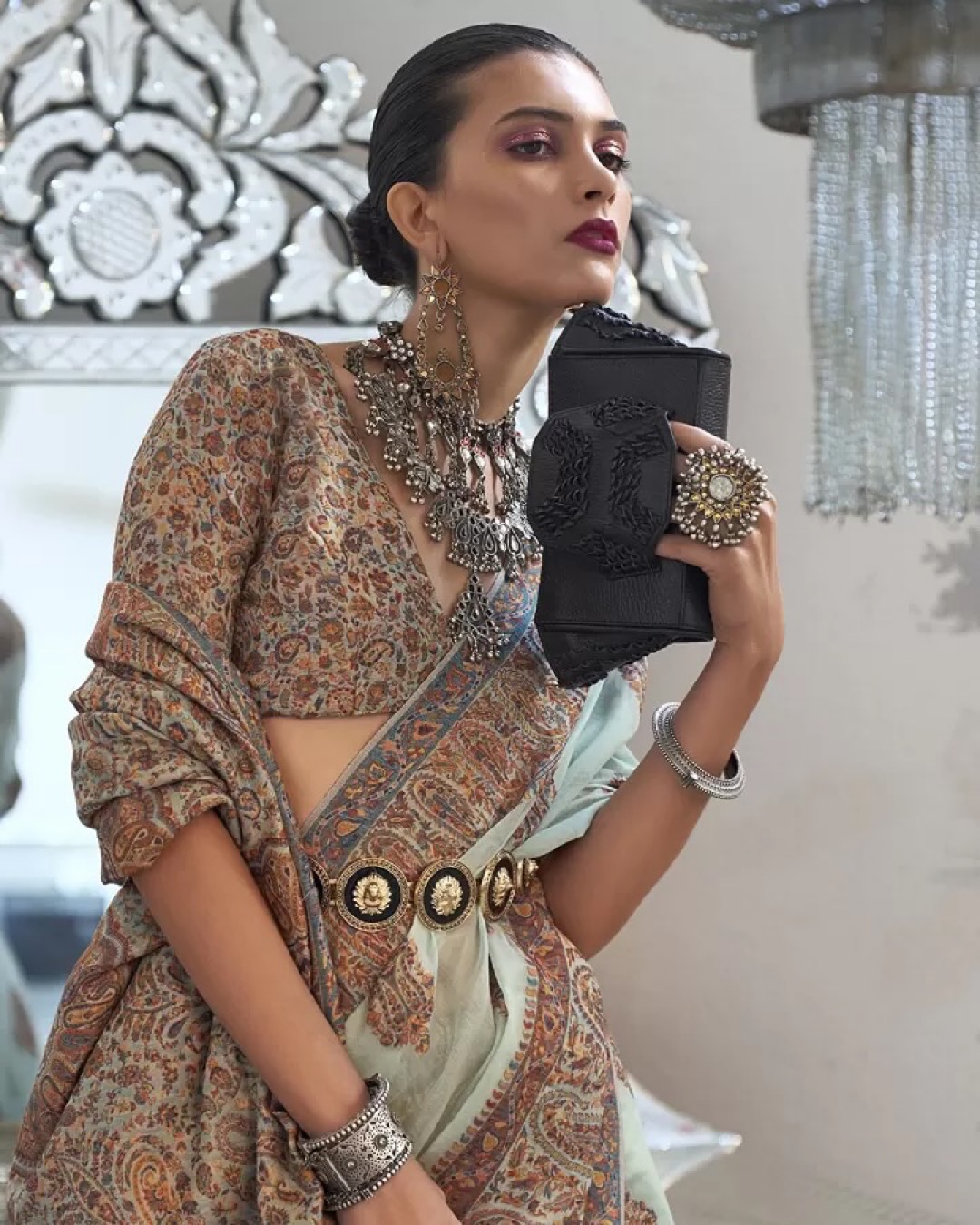 Handloom Woven Kashmiri Modal Silk Saree - Image 3