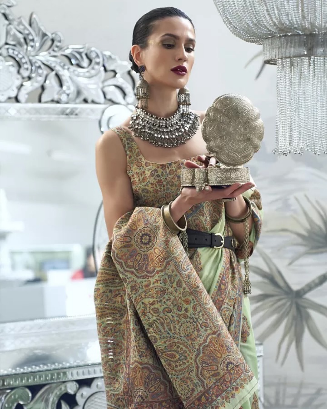 Handloom Woven Kashmiri Modal Silk Saree - Image 6