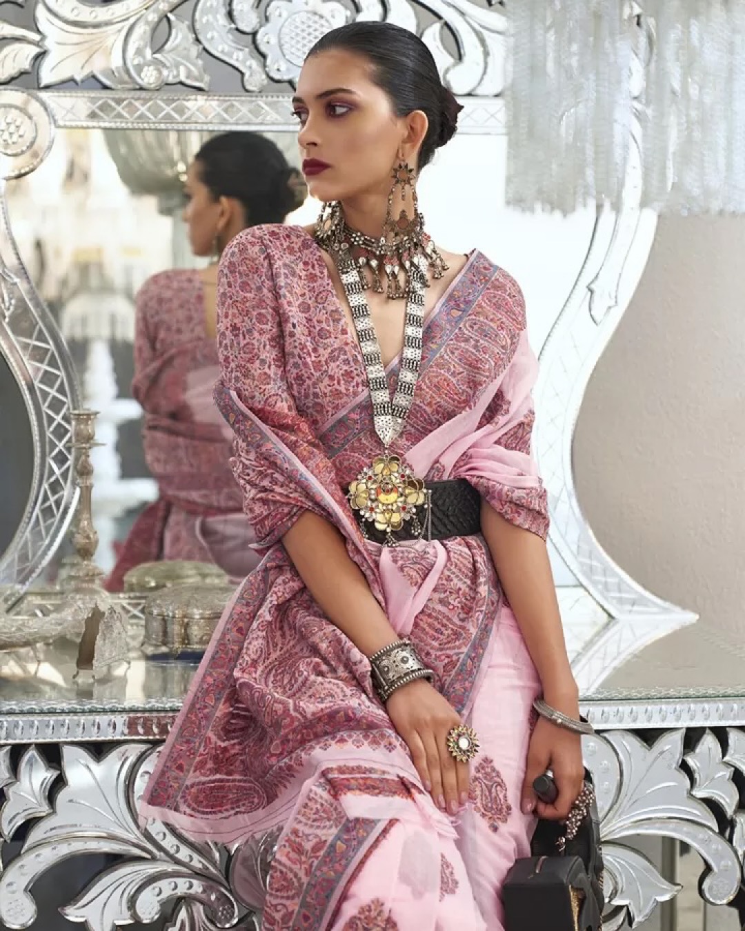 Handloom Woven Kashmiri Modal Silk Saree - Image 7