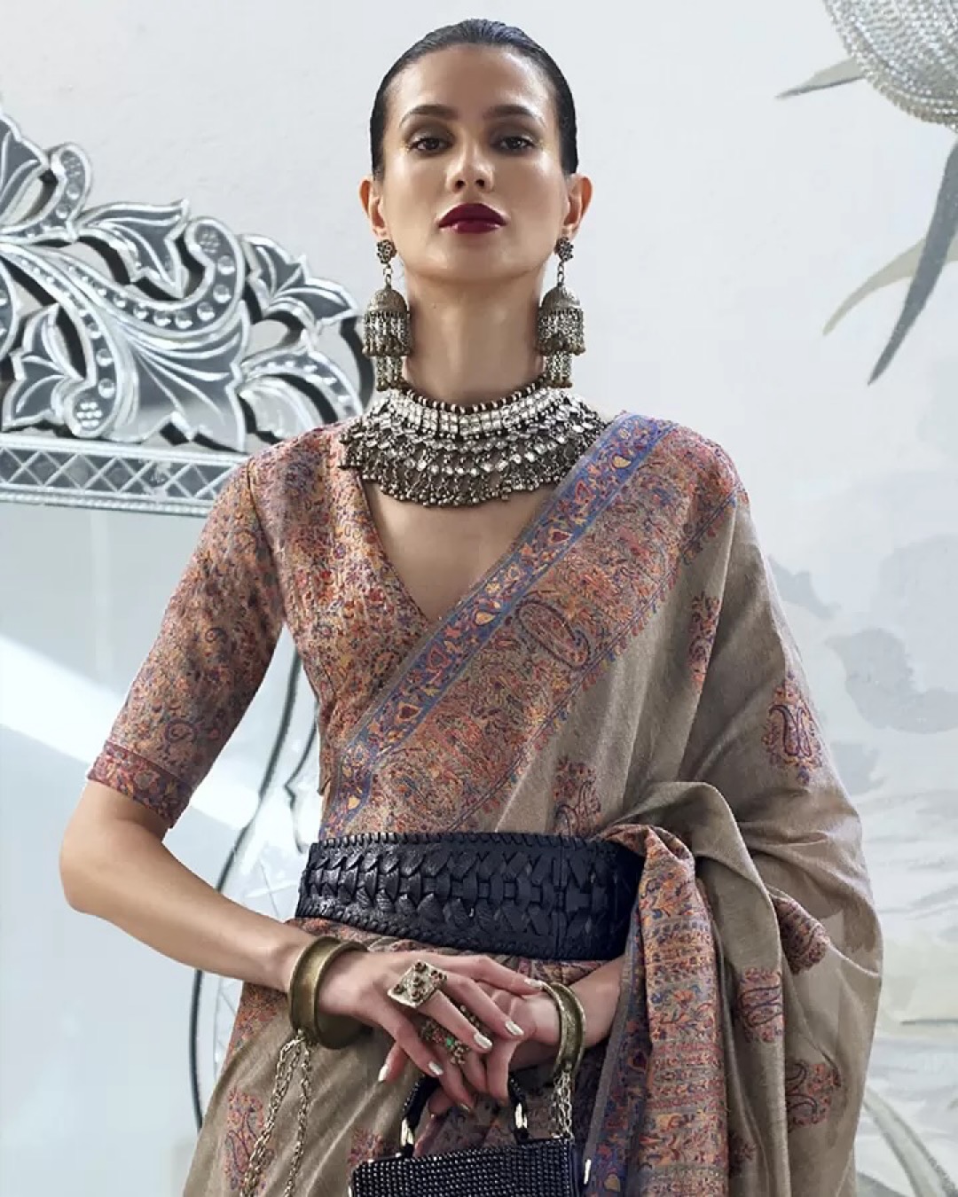 Handloom Woven Kashmiri Modal Silk Saree - Image 8