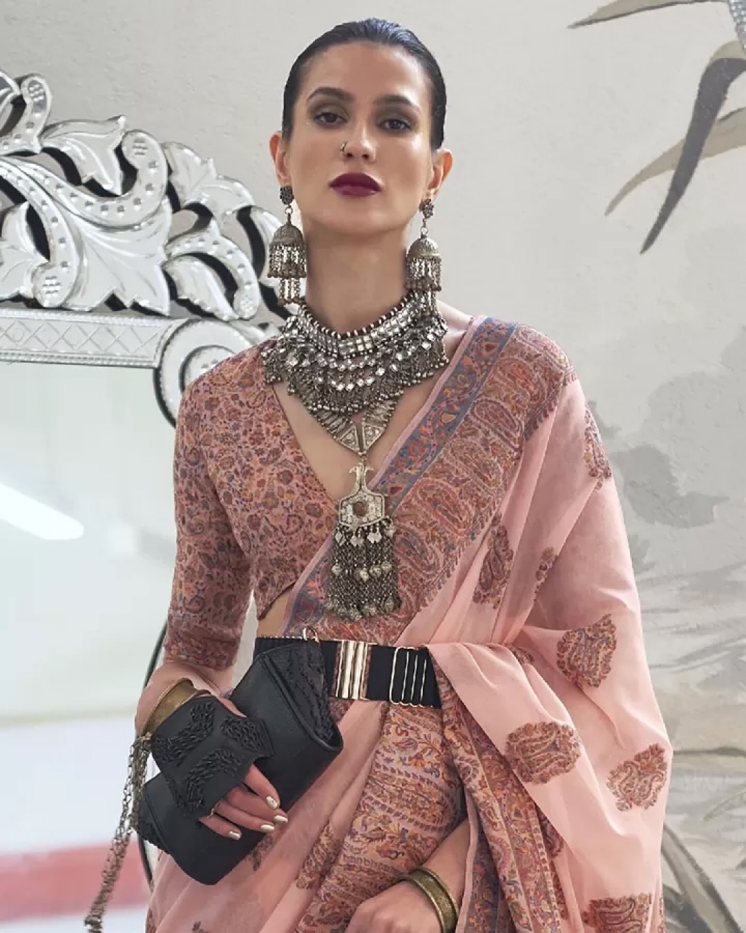 Handloom Woven Kashmiri Modal Silk Saree - Image 9