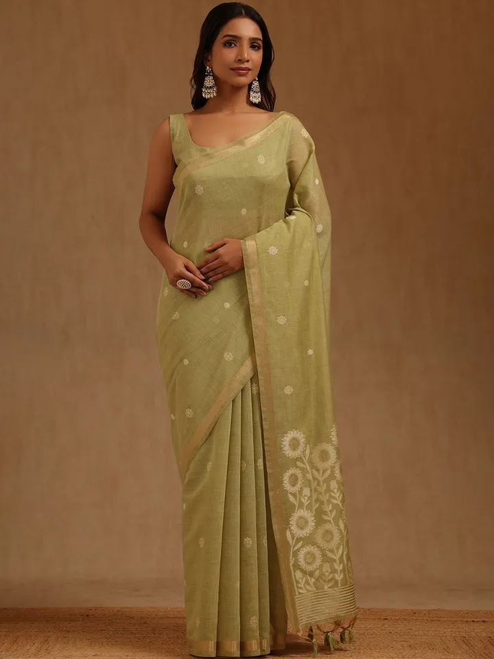Floral Zari Handloom Chanderi Saree - Image 2