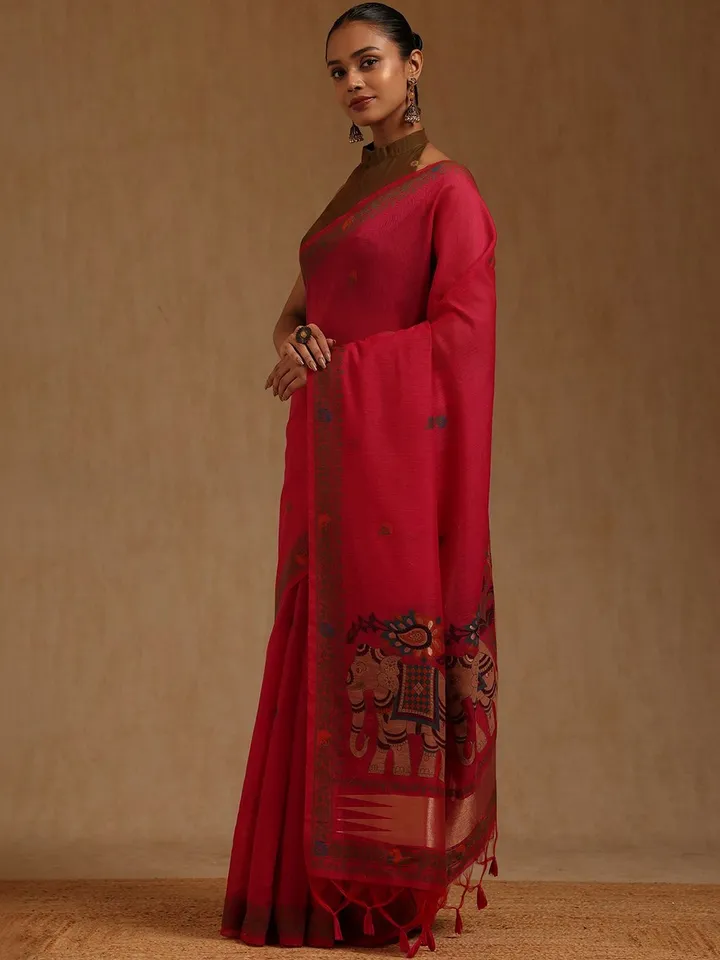 Ethnic Motifs Handloom Chanderi Saree - Image 4