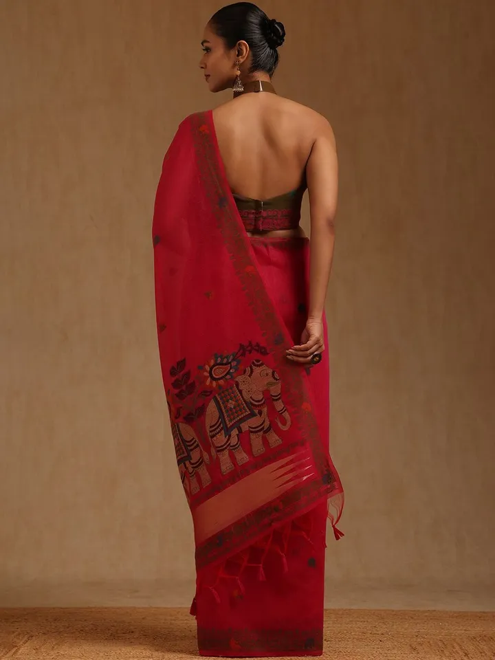Ethnic Motifs Handloom Chanderi Saree - Image 5