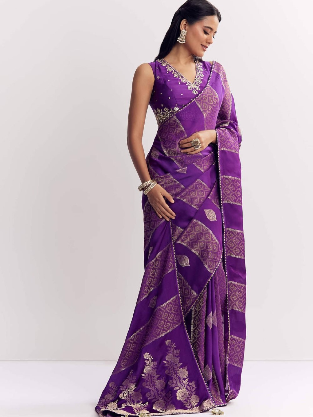 Dola Silk Saree Elevated with Gota-Patti Work - Image 2
