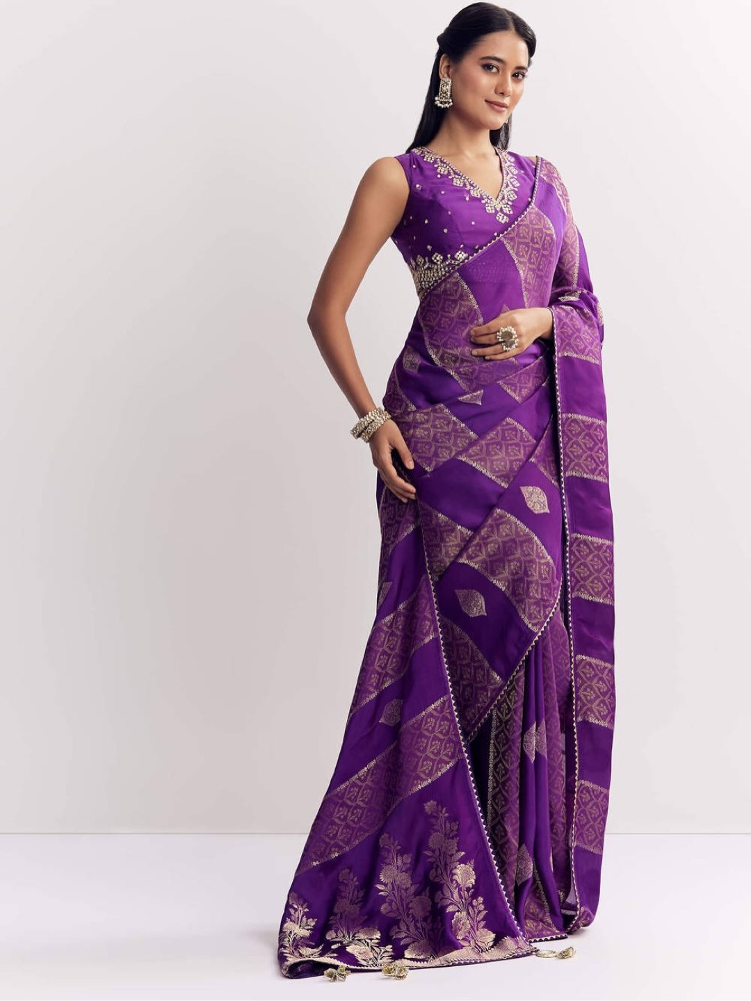 Dola Silk Saree Elevated with Gota-Patti Work - Image 3