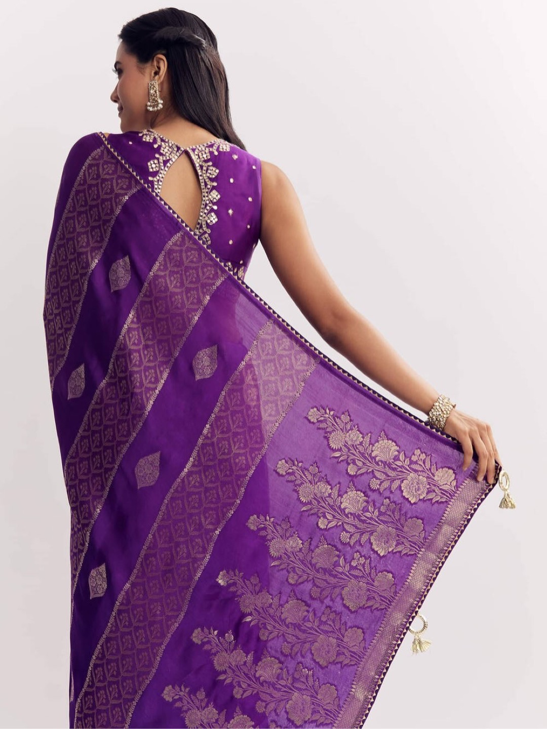 Dola Silk Saree Elevated with Gota-Patti Work - Image 6