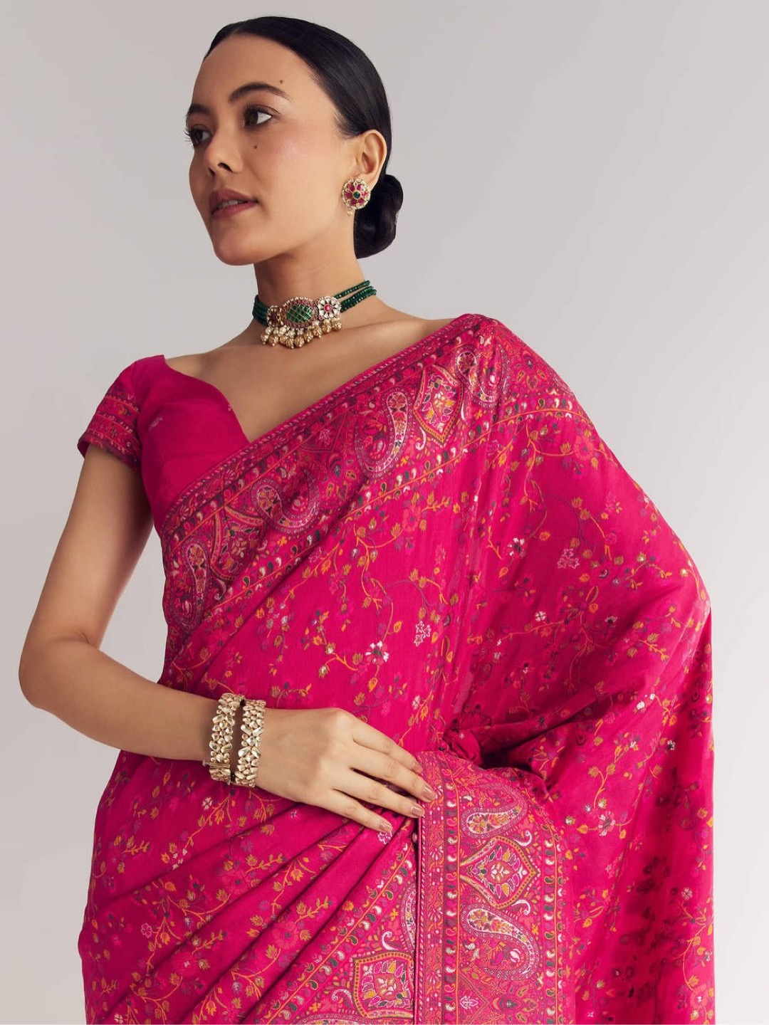 Soft Silk Saree with Jaal Woven Embroidery